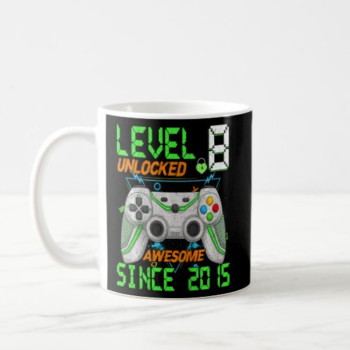 Kids Level 8 Unlocked Awesome 2015 8th Birthday Bo Coffee Mug