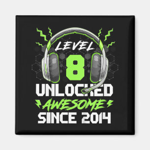 Kids Level 8 Unlocked Awesome Since 2014 8th Birth Magnet