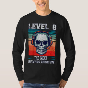Kids Level 8 Unlocked Next 8th Birthday Gamer Adv T-Shirt
