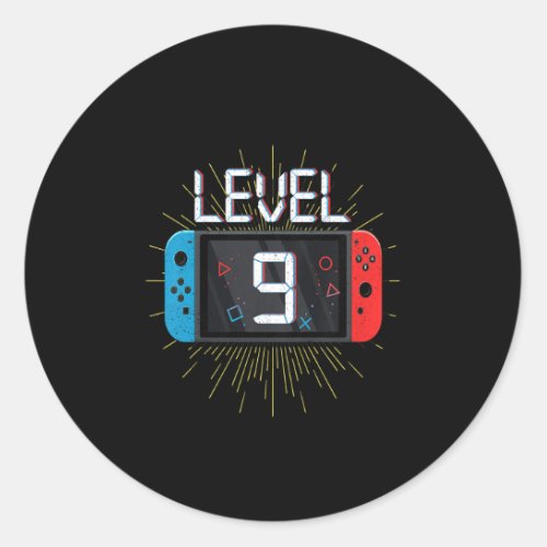 Kids Level 9 Birthday Boy 9 Year Old Video Games G Classic Round Sticker