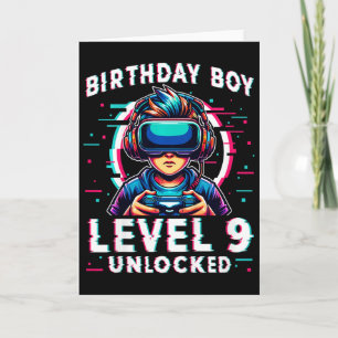 Kids Level 9 Unlocked 9 Years Old Birthday Gamer F Card