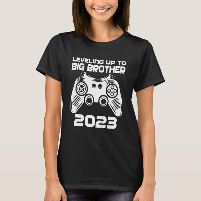 Kids Leveling Up To Big Brother 2023 Baby Announce T-Shirt (Front)