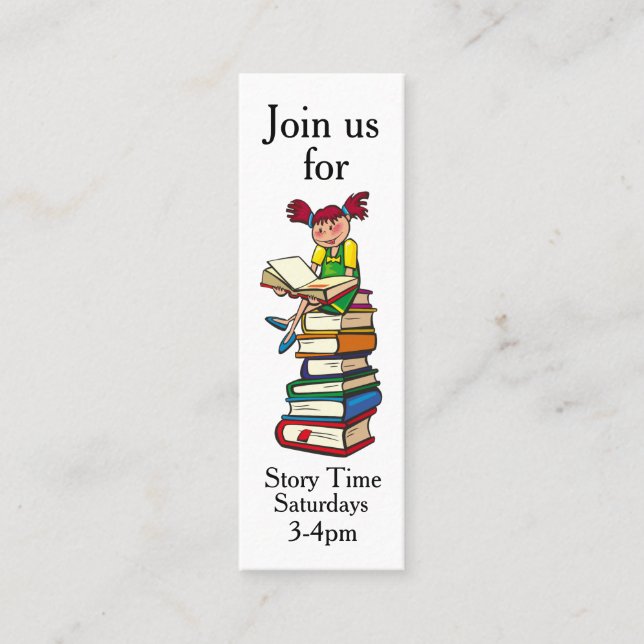Kids Library Book Week Story Time Promotion Mini Business Card (Front)