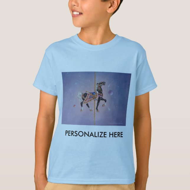 Kid's Light Tees - Petaluma Carousel Horse 2 (Front)