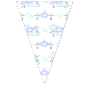 Kids Lilac Airplane Flying Aviation Birthday Bunting Flags