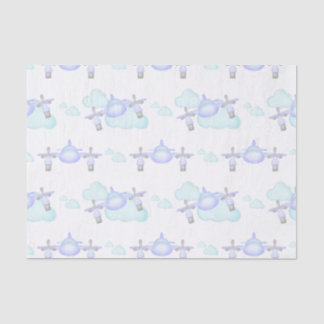 Kids Lilac Airplane Flying Aviation Birthday Tissue Paper