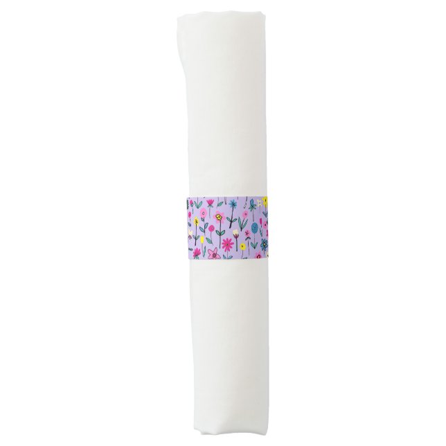 Kids Lilac Floral Birthday Napkin Bands (Front)