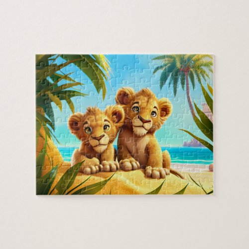 Kids Lion Cubs Jigsaw Puzzle _ Tropical