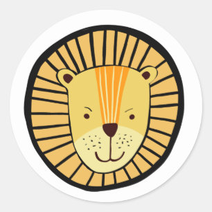 Kids Lion Jungle Animal Classic Round Sticker