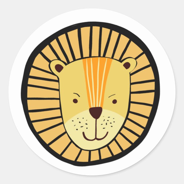 Kids Lion Jungle Animal Classic Round Sticker (Front)
