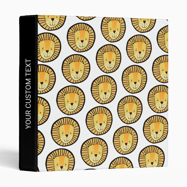 Kids Lion Jungle Animal Pattern 3 Ring Binder (Front/Spine)