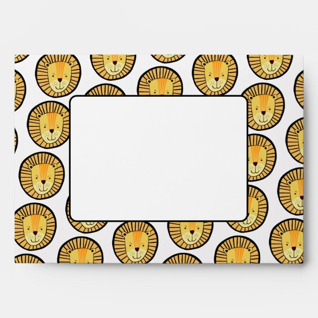 Kids Lion Jungle Animal Pattern Envelope (Front)