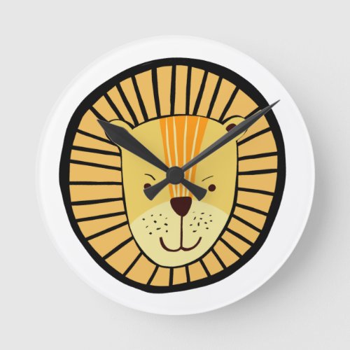 Kids Lion Jungle Animal Round Clock