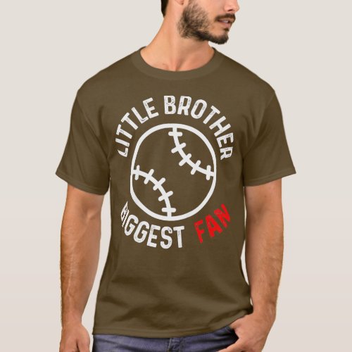 Kids Little Brother Biggest Fan Baseball Season Fo T_Shirt
