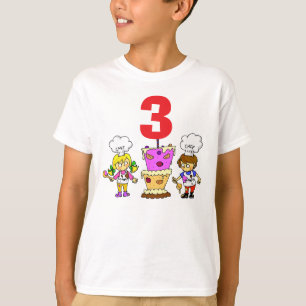 Kids Little Chef 3rd Birthday Celebration T-Shirt