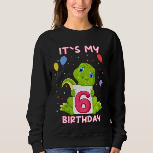Kids Little Crocodile Aligator 6th Birthday My Bir Sweatshirt