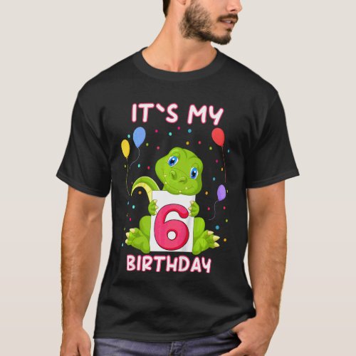 Kids Little Crocodile Aligator 6th Birthday My Bir T_Shirt