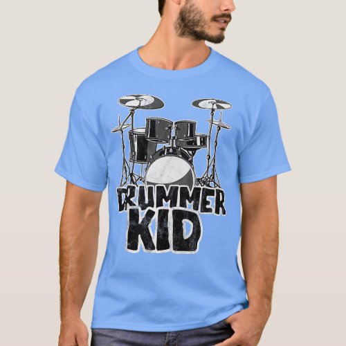 Kids Little Drummer  Awesome Drum Kit for young Mu T_Shirt