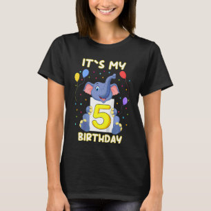 Kids Little Elephant 5th Birthday My Birthday T-Shirt