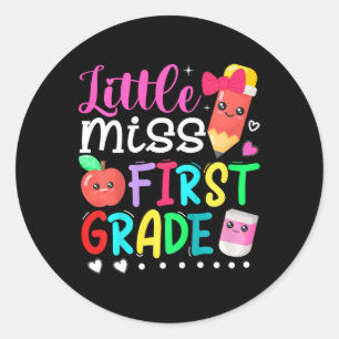 Kids Little Miss First Grade Back To School 1st G Classic Round Sticker