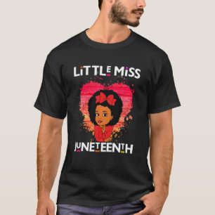Kids Little Miss Juneteenth Black Girl Magic Brown T-Shirt