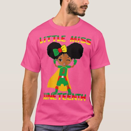 Kids Little Miss Juneteenth Cute Black Girl Melani T_Shirt