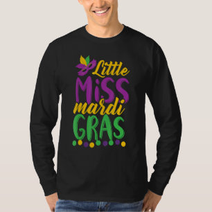 Kids Little Miss Mardi Gras Funny Mardi Gras T-Shirt