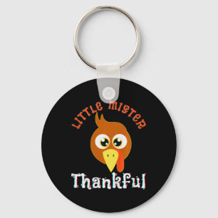 Kids Little Mister Thankful Thanksgiving Turkey Bo Keychain