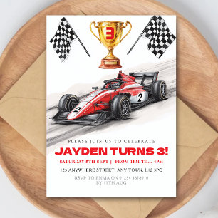 Kids Little Racers Birthday Party Invitation