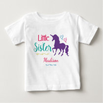 Kids Little Sister Unicorn Pretty Colorful Sisters Baby T-Shirt