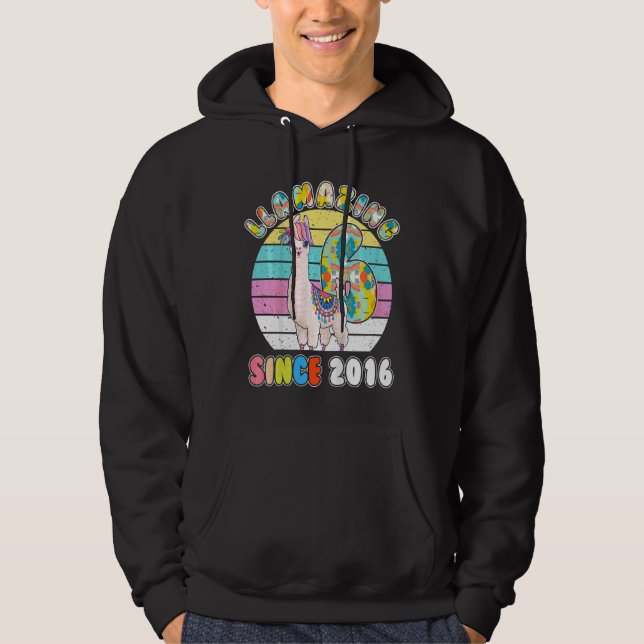 Kids Llama Girl 6 Year Old Llamazing Alpaca Birthd Hoodie (Front)