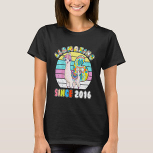 Kids Llama Girl 6 Year Old Llamazing Alpaca Birthd T-Shirt