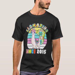 Kids Llama Girl 7 Year Old Llamazing Alpaca Birthd T-Shirt