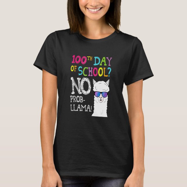 Kids Llama Shirt Gifts 100th Day Of School No Prob (Front)
