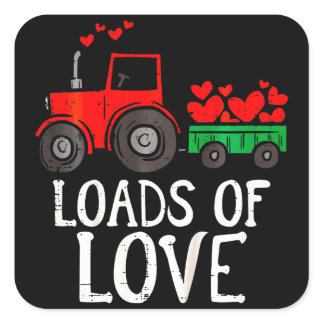 Kids Loads Of Love Tractor Cute Valentines Day Square Sticker