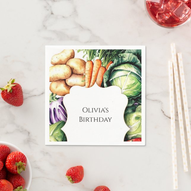 Kids Locally Grown Farmers Market Birthday Napkins (Insitu)
