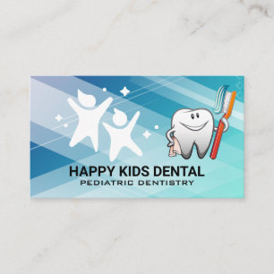 Kids Logo Dental Tooth and Brush Cartoon Business Card