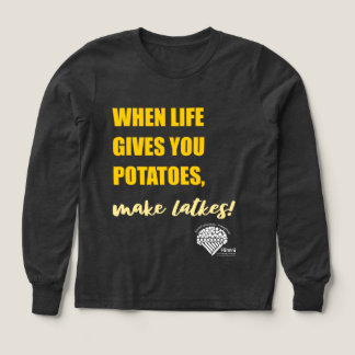 Kids' Long-Sleeve Hanukkah Shirt - "Make latkes"