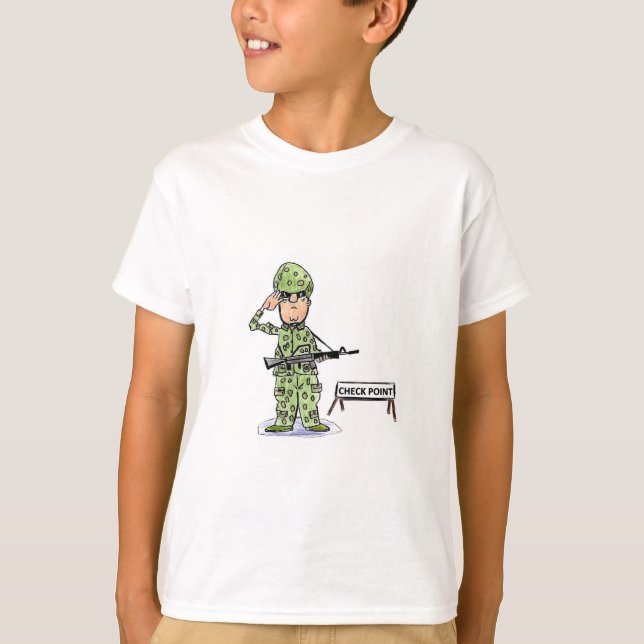 KIDS' LONG SLEEVE T-SHIRT - SOLDIER AT CHECK POINT (Front)