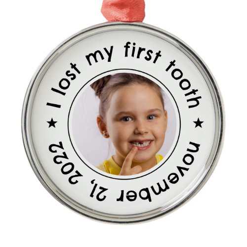 Kid's Lost First Tooth Congratulations Milestone Metal Ornament