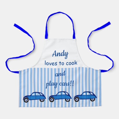 Kids Love to Cook Apron Blue Stripes