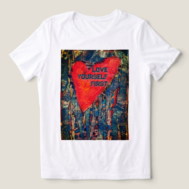 Kids "Love Yourself First" Mosaic Heart t-shirt Tri-Blend Shirt (Design Front)