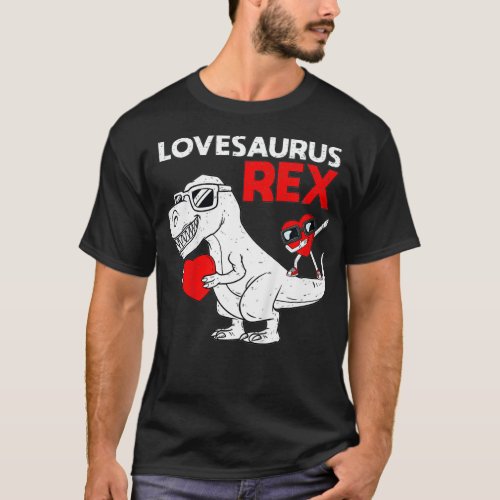 Kids Lovesaurus Re Dab Heart Dino Toddler Boys Val T_Shirt