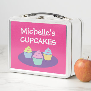 Kid's lunch box with custom cute cup cake print