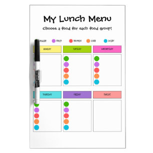 Kids Lunch Planner with Food Groups Dry Erase  Board