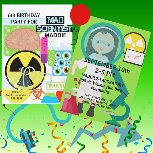 Kids Mad Scientist Science Lab Birthday Invitation