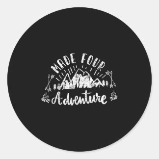 Kids Made Four Adventure 4th Birthday Camping Classic Round Sticker
