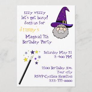 Kid's Magic Themed Birthday Party Invitation