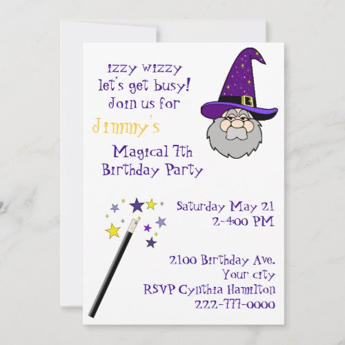 Kids Magic Themed Birthday Party Invitation