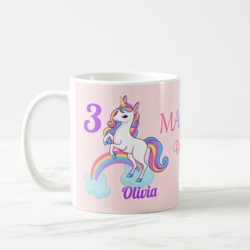 Kids Magical 3rd Birthday Unicorn Pink Mug